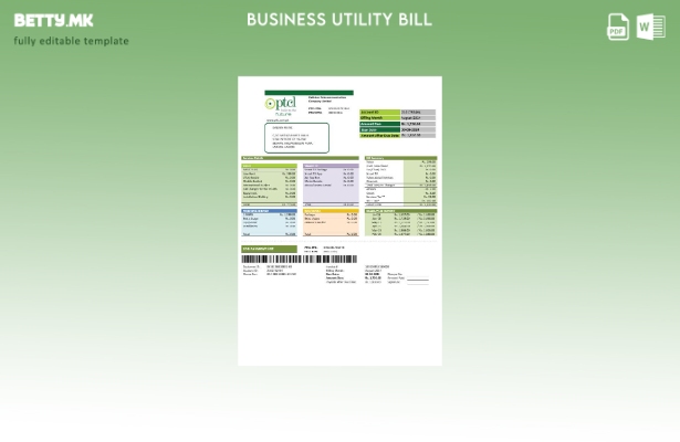 Модерен стил Пакистански PTCL шаблон за деловна сметка за комунални услуги